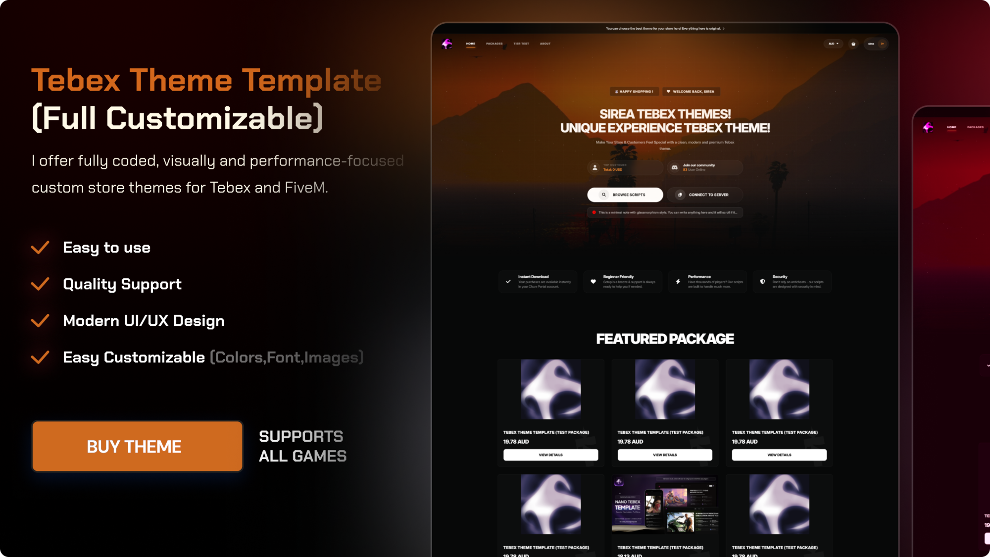 Fade FiveM Tebex Theme Template
