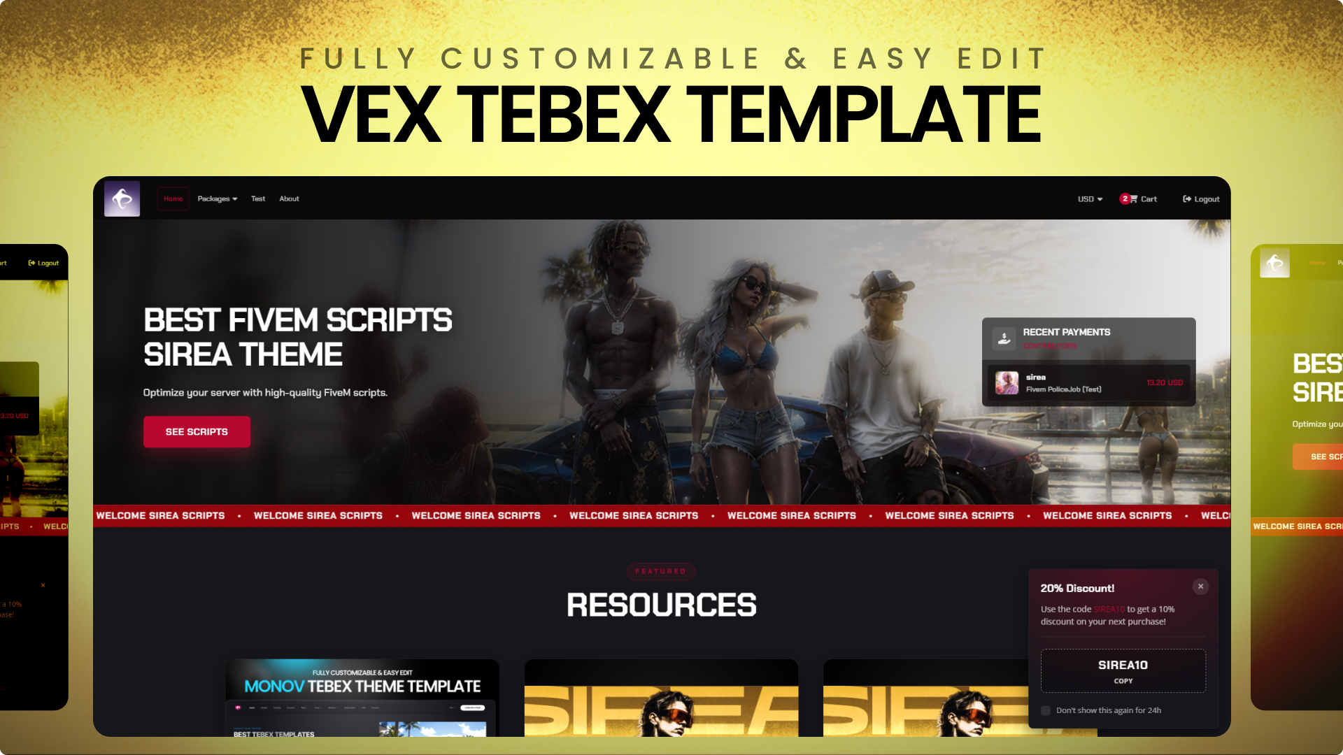 Vex FiveM Tebex Theme Template